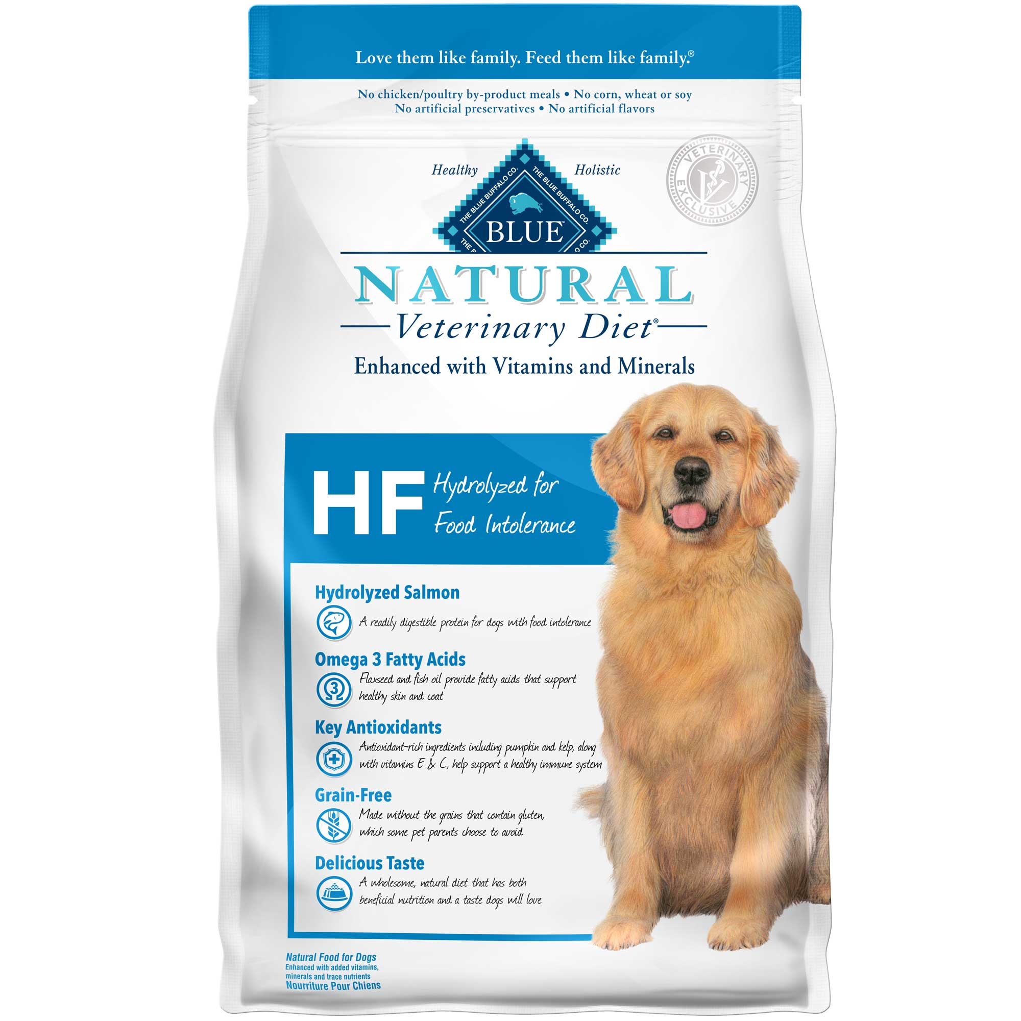 BLUE Natural Veterinary Diet HF Hydrolyzed for Food Intolerance Dry Dog Food Usage